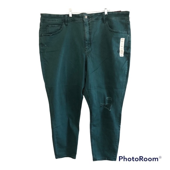 Ava & Viv High Rise Skinny Light Distressed Stretchy Ankle Jeans Plus Size 26W - Picture 1 of 16
